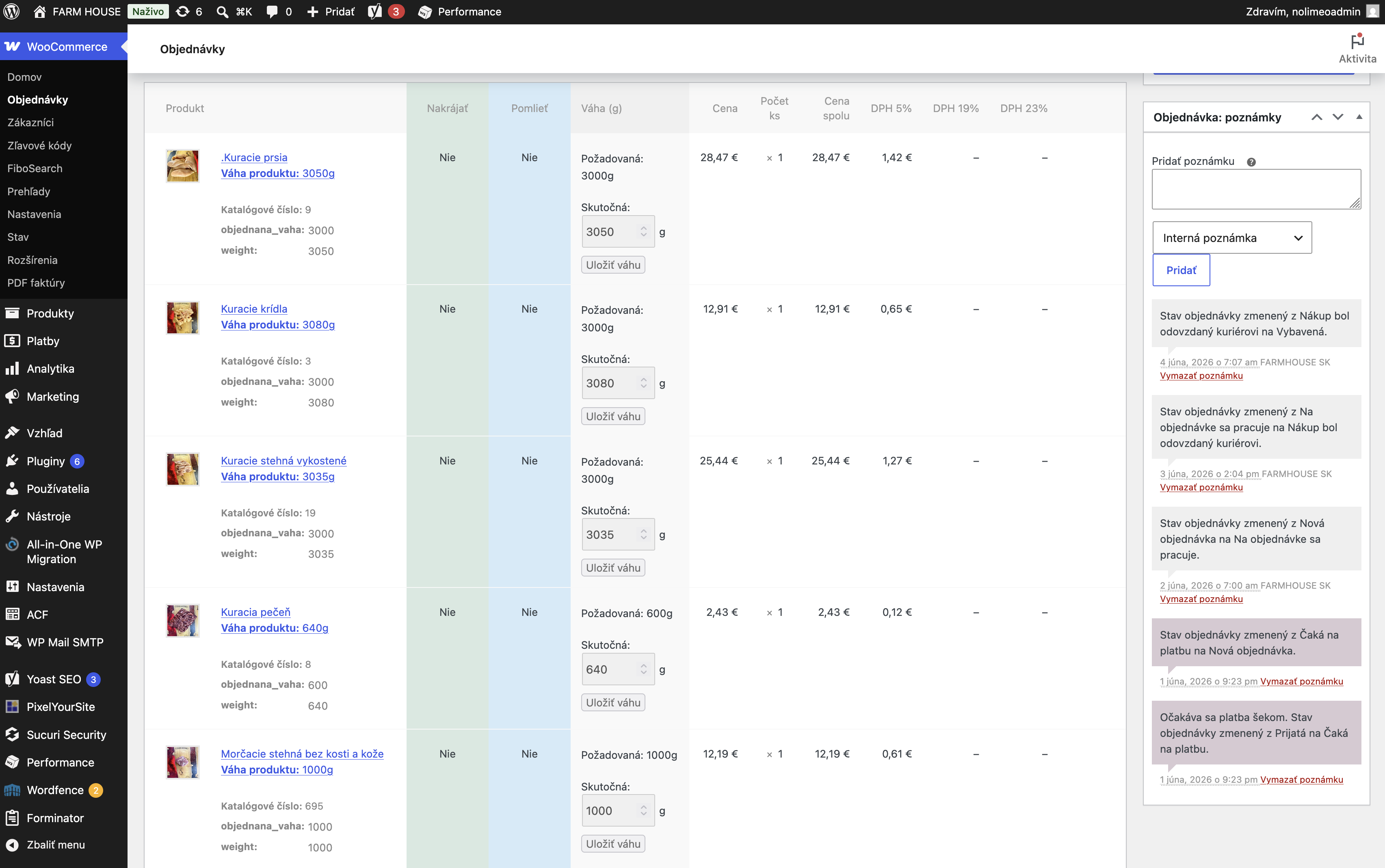 Pôvodný WooCommerce admin